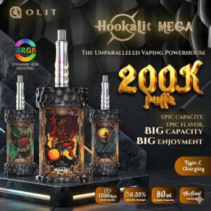OLIT HookaLit MEGA 20万口大烟雾电子水烟 | 80ml巨量油仓 ARGB发光版